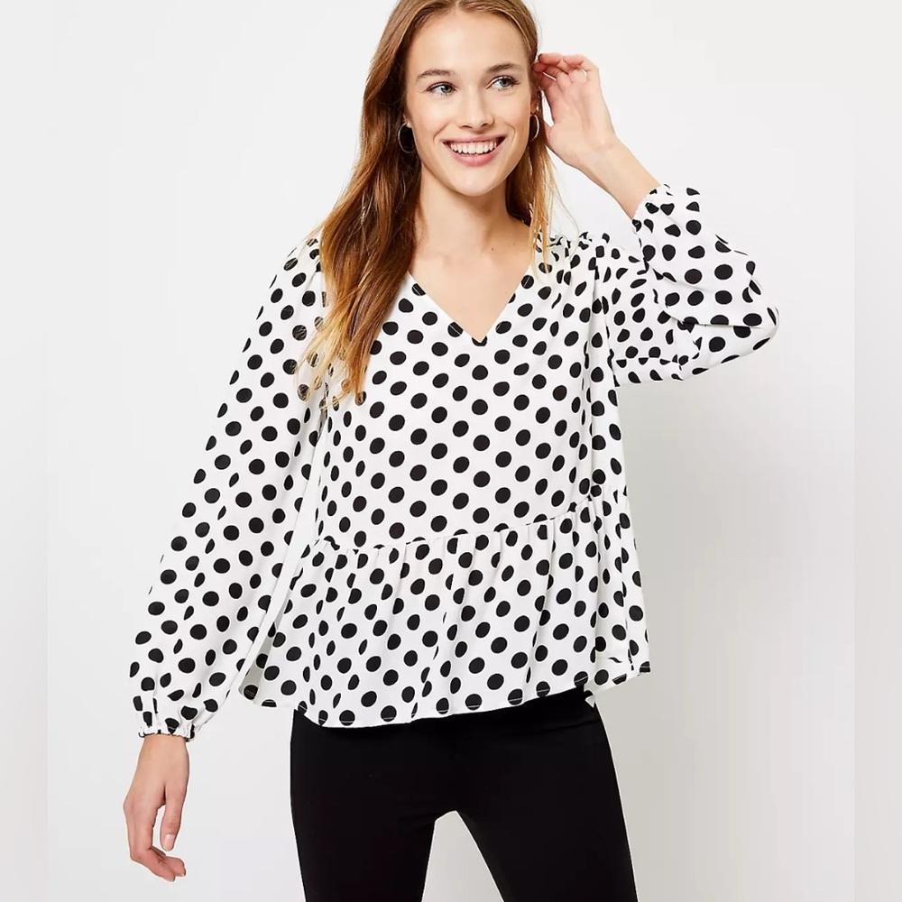 Polka Dot Peplum Blouse